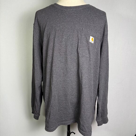 Carhartt Long Sleeve T-Shirt, Sz XL Original Fit, Gray, Front Pocket, Work Shirt - Picture 2 of 10